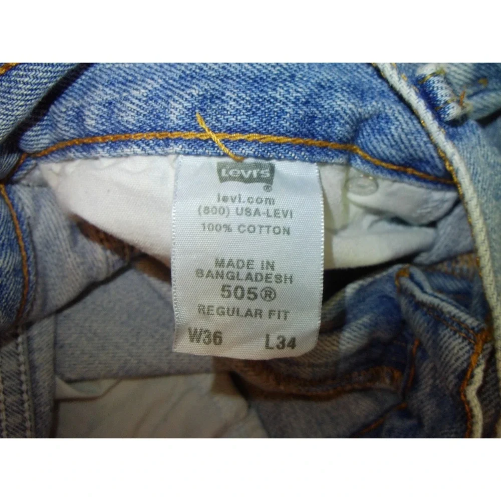 Levi's 505‎ Mens Straight Fit Stonewash Blue Denim Jeans Size 36x34